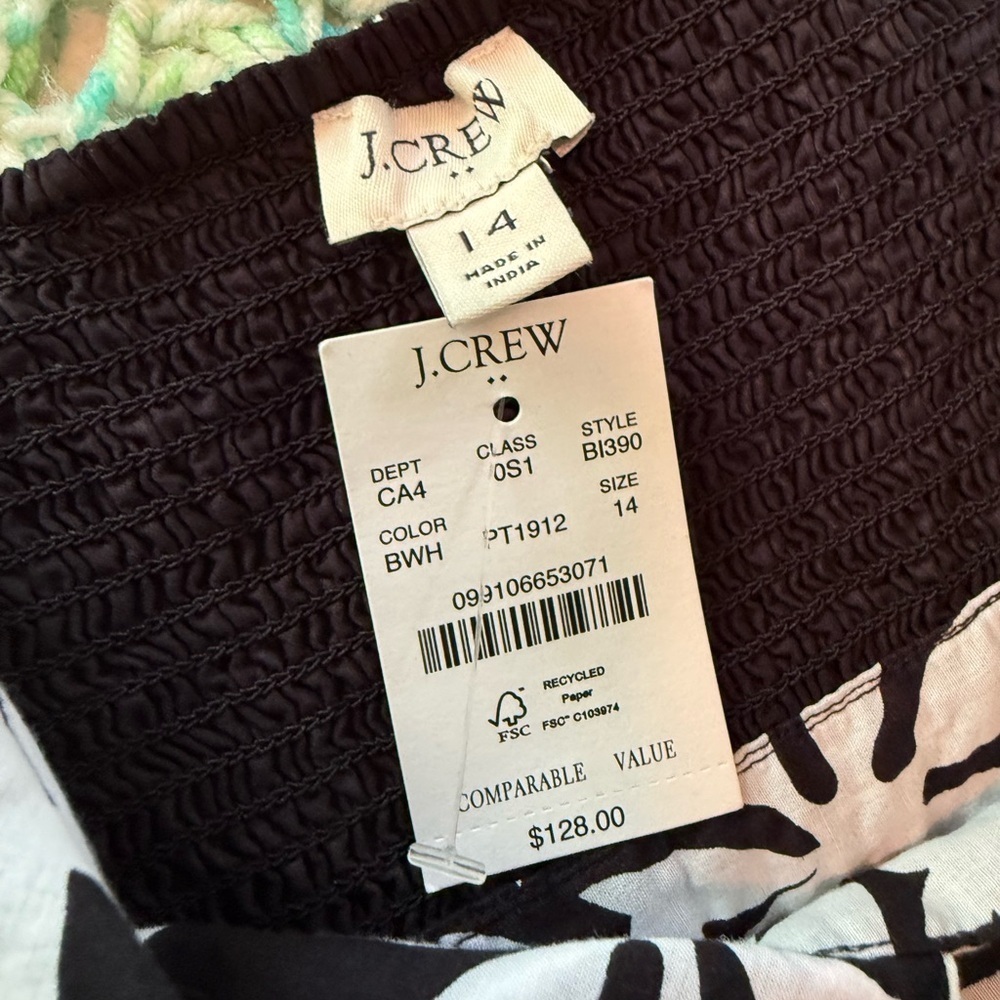 J Crew Black White Floral Dress Size 14 - Picture 7 of 12